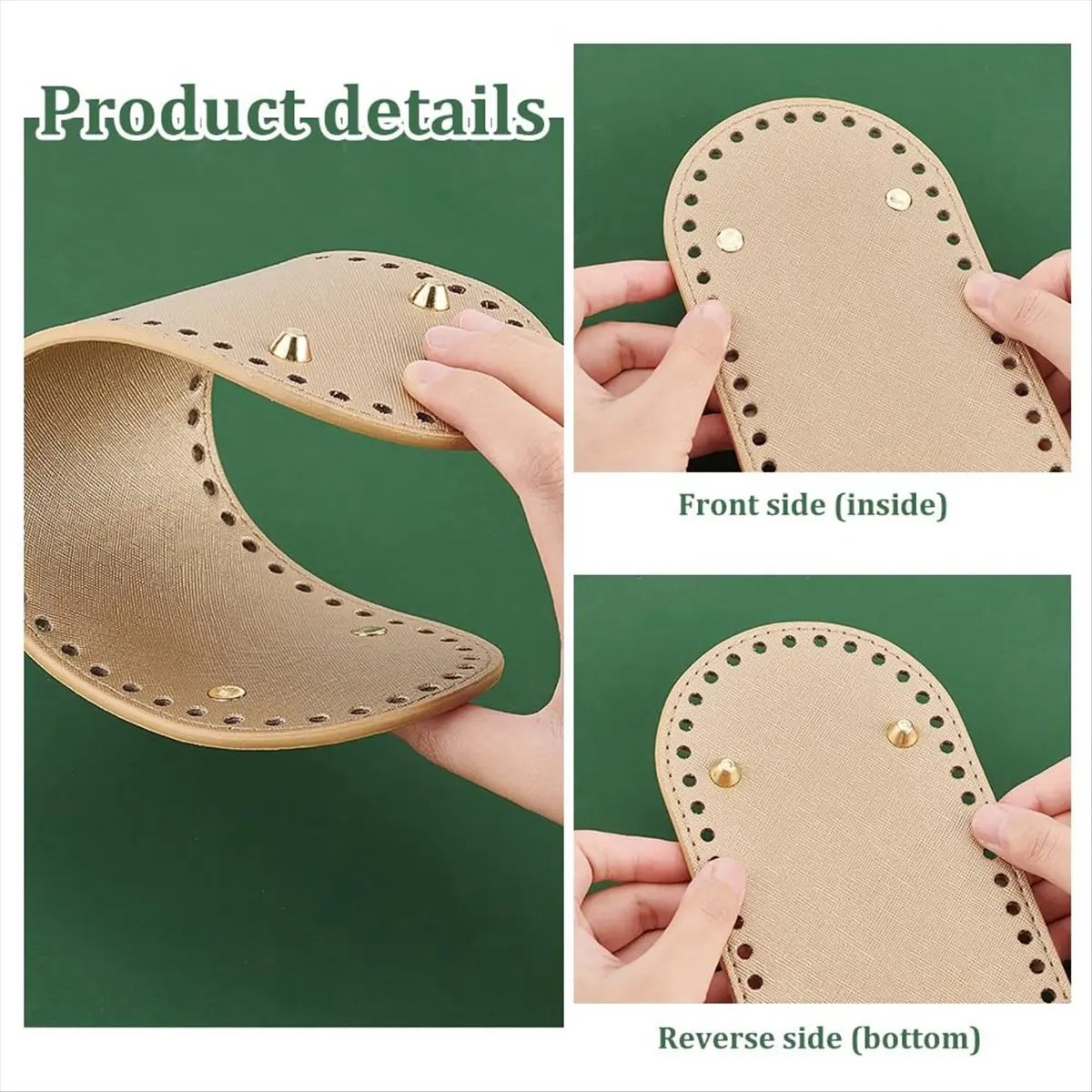 ABQR 4Pcs Bag Bottom Base Pads, 4 Colors Oval Crochet Bag Bottom PU Leather Bottom Shaper Pad 10x4.7inch