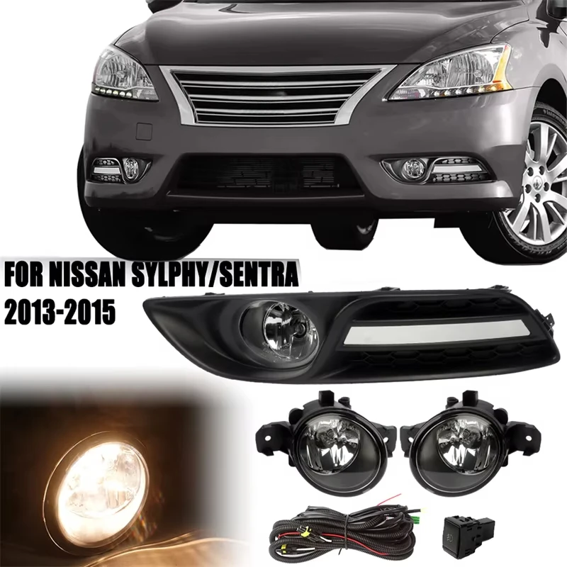 

Для nissan Sylphy Sentra 2013 2014 2015 Противотуманные фары в сборе Противотуманные фары с галогенными лампами H11 12 В 55 Вт Комплект проводки переключателя