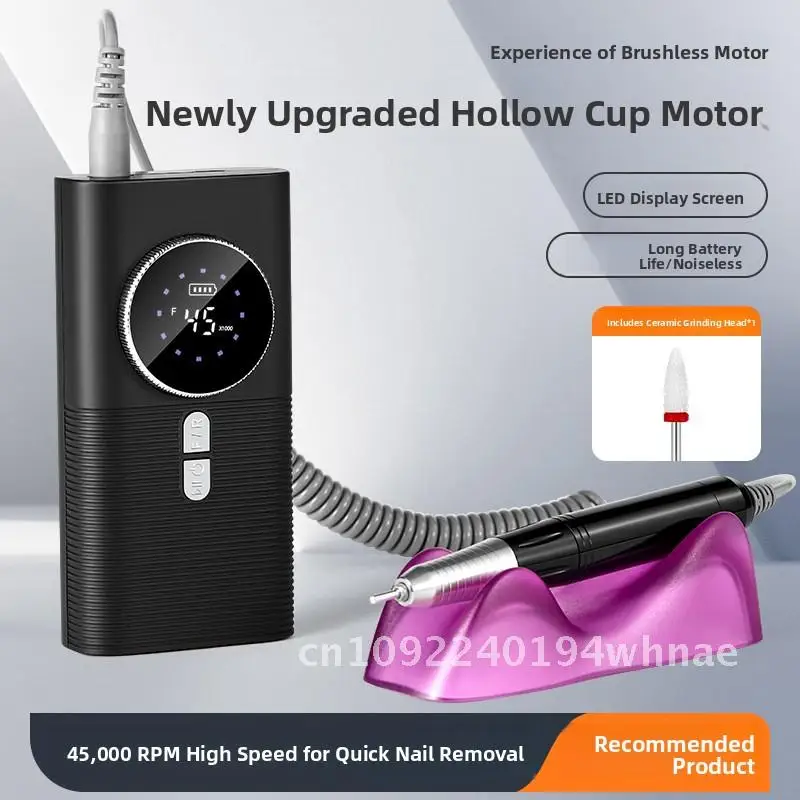New Hollow Cup Nail Machine: High-Speed Power Storage Nail Drill, Quiet Nail Grinder for Dead Skin Removal & Polish Removal