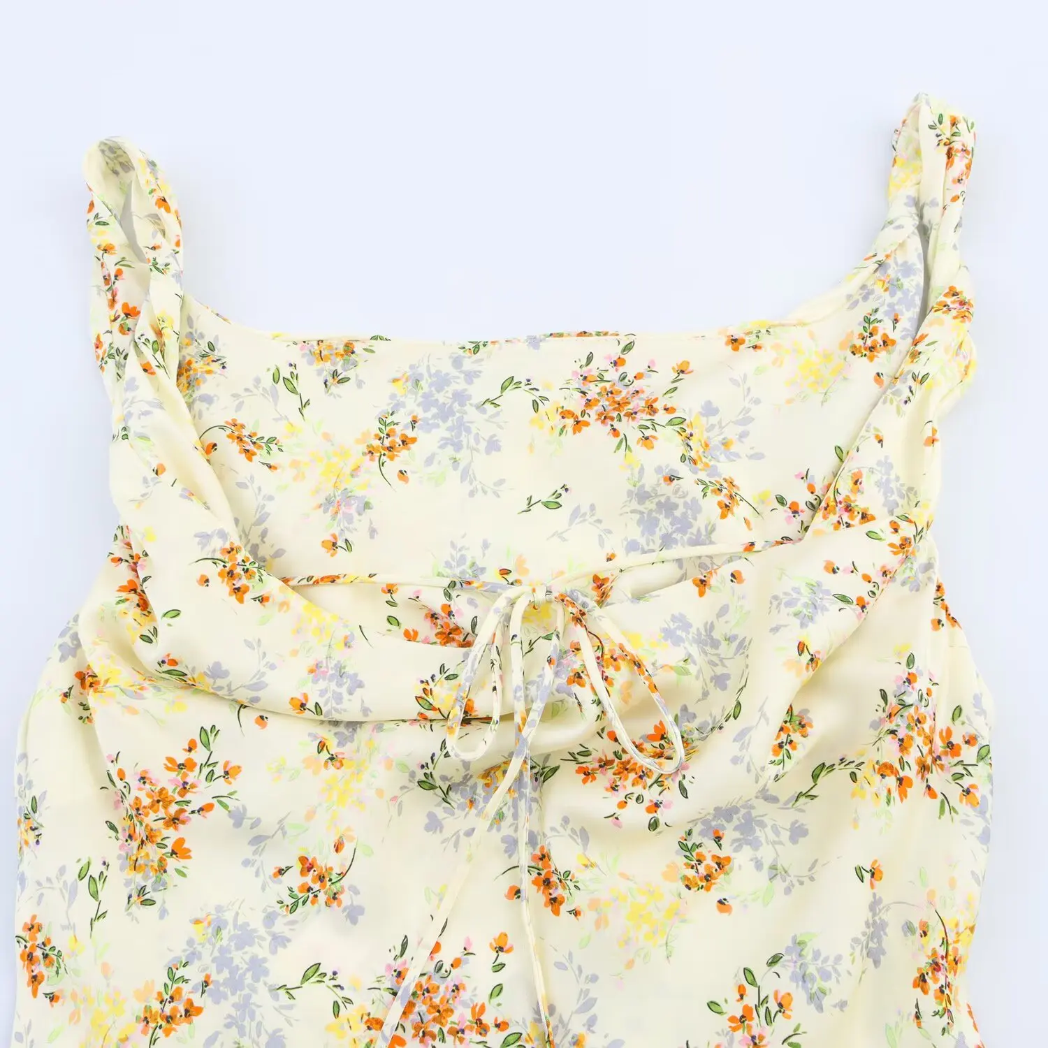 Ele Zijde Satijn Lange Gedrukte Wrap Dr Damesjurk Zomerseizoen Svel Taille Cinched Chiffon Maxi Dr