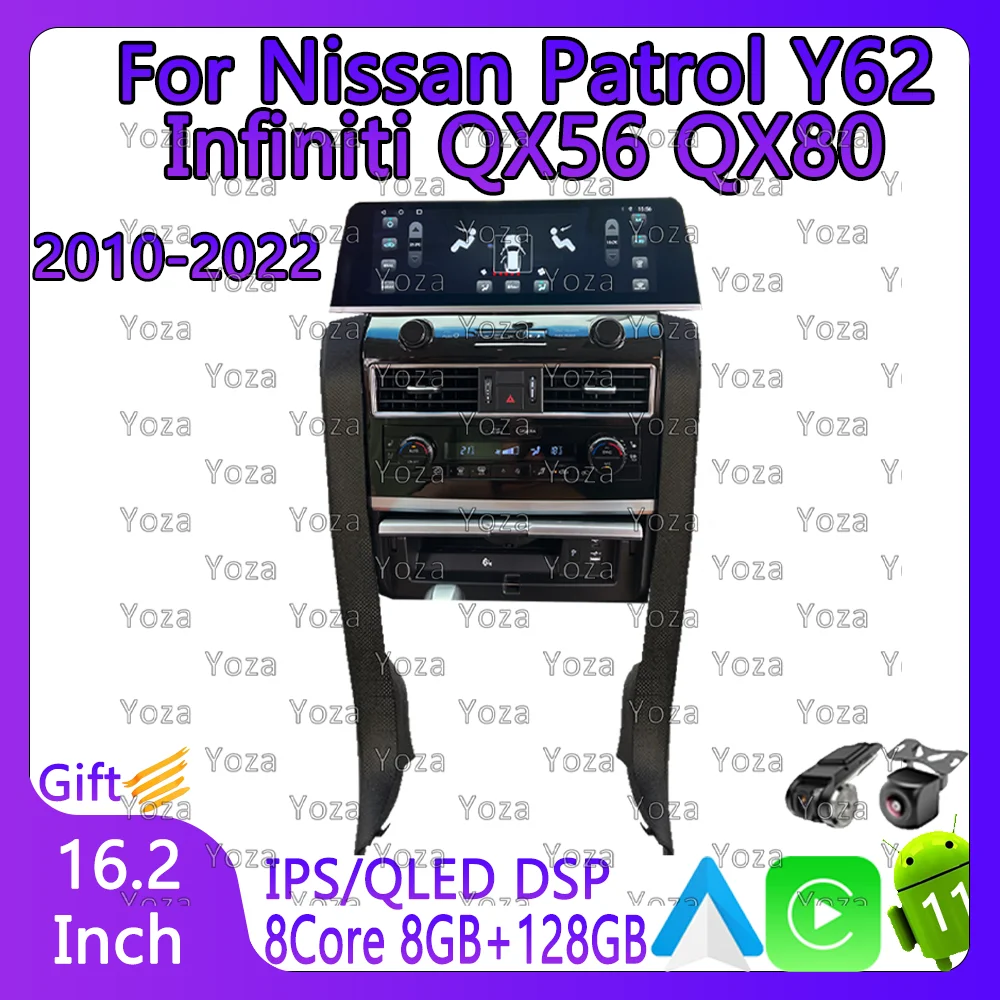 Yoza Carplay CarRadio For Nissan Patrol Armada Y62 Infiniti QX56QX80 2010-2022Android11 TouchScreen Multimedia Player Navigation