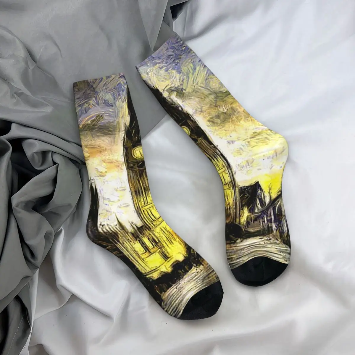 

All Seasons Crew Stockings Colour Artistic London Big Ben Socks Fashion Long Socks for Men Women Valentine's Day Gifts