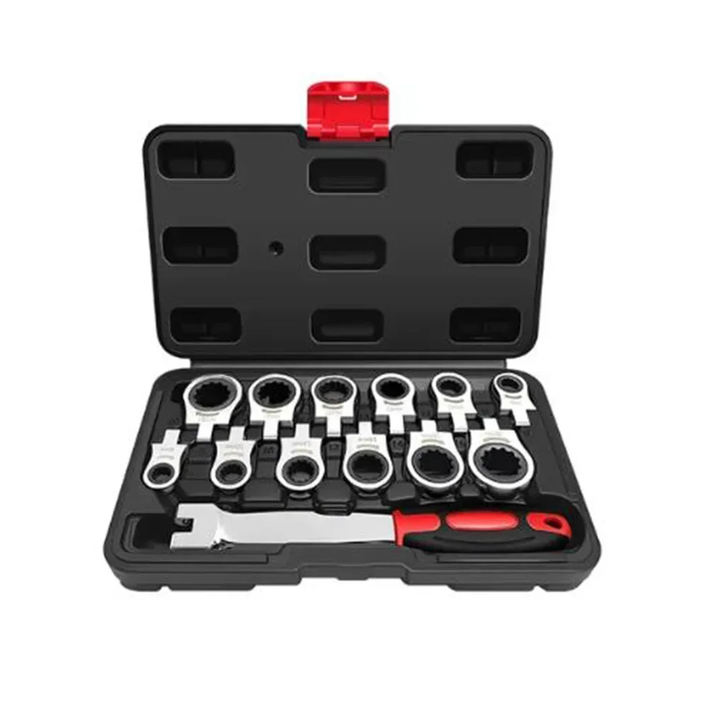

12pcs Interchangeable Head Ratchet Wrench Head With Handle Hand Tools Replacement Ratchet Wrench Tool Accessories