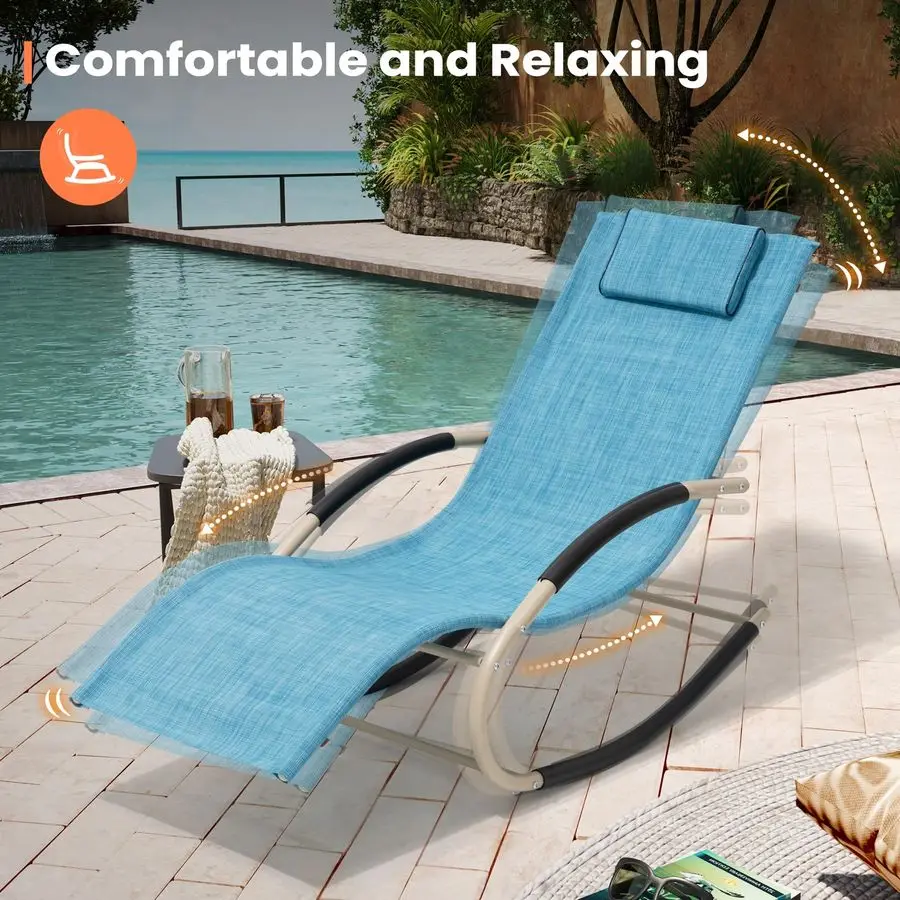 Outdoor Lounger Chair Chaise Lounge Zero Gravity Rocker Patio Lounge Chair Rocking Sunlonger for Sunbathing, Napping for Patio,