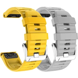 Quickfit Silicone Watchband Suitable For Garmin Fenix 8 51mm/47mm/7 7X Pro/6 6X Pro/5 5X Plus Strap Silver Screw Buckle Bracelet