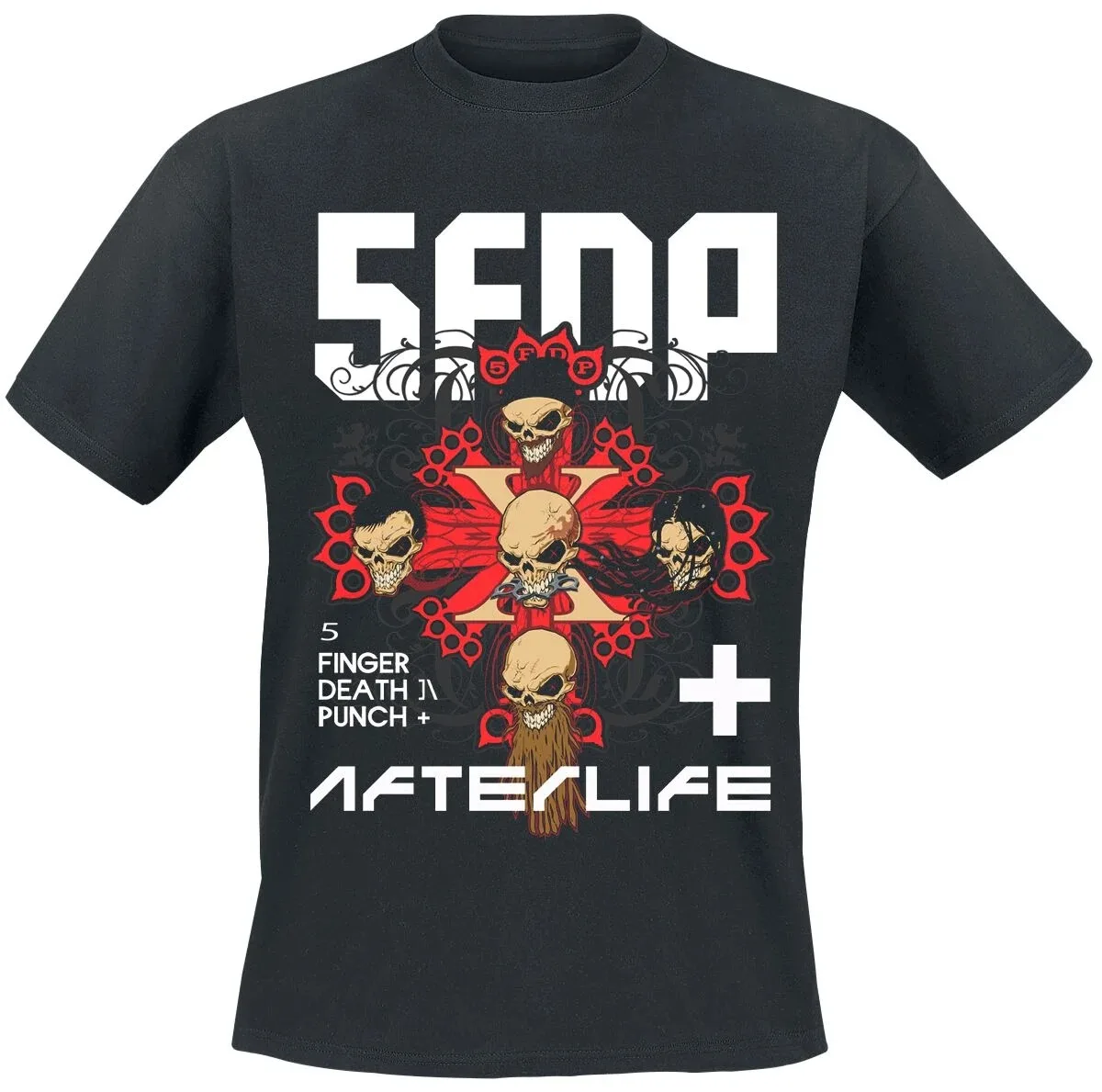 Five Finger Death Punch Afterlife Cross Skull Print T-Shirt Unisex Metal Fans Tee