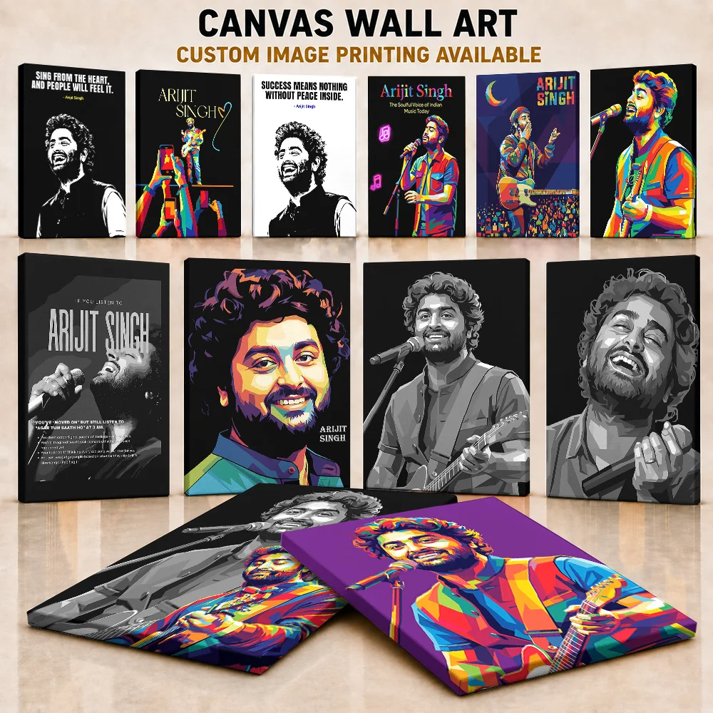 Arijit Singh Canvas Print Poster Personalized Photo Elegant Bollywood Vocal Style Wall Art For Music Room And Bedroom Fan Gift