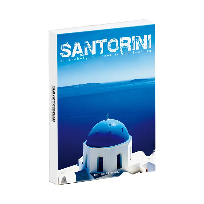 30 hojas de postales de paisaje de Santorini que se pueden enviar, tarjeta de felicitación de deseos, decoración de mensajes DIY para álbum de recortes de diario