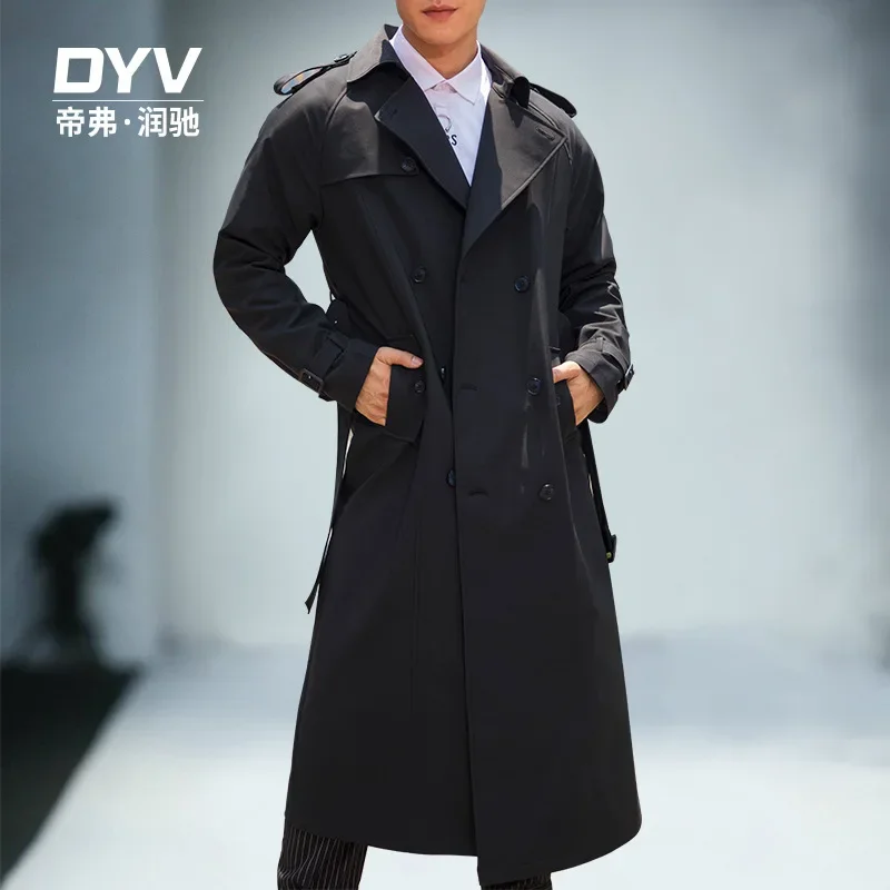 

Autumn Winter Men Trench Coat Black Smart Casual British Style Double Breasted Outwear Business Office Men Jackets Cape Men