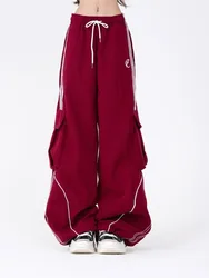 Pantalones holgados de pierna ancha con cordón para hombre y mujer, pantalón largo deportivo informal, Estilo Vintage, Hip Hop, baile callejero
