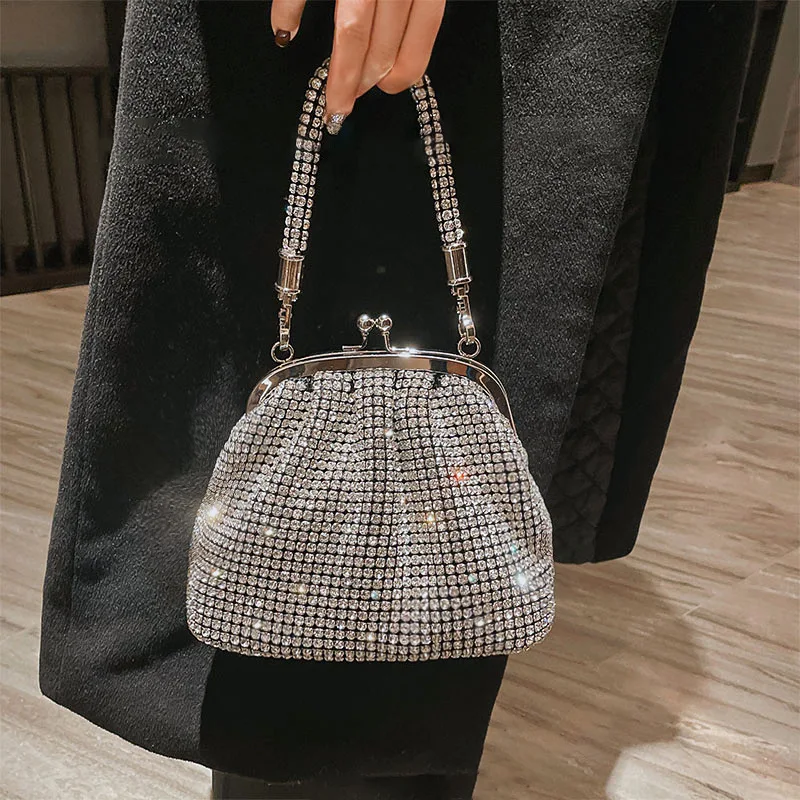 JIOMAY Summer Fashion Purses For Women Hand Bags For Women 2023 New Party Rhinestone Purse Mini Crystal Clutch Bag Makeup Bag