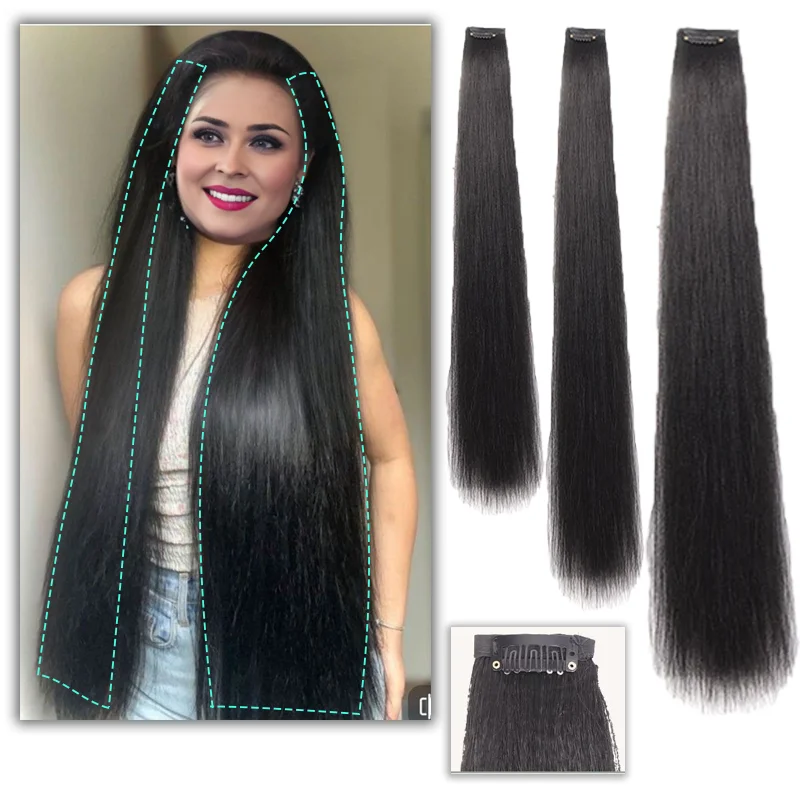 

Synthetic black women's vertical hair extensions, hair extensions, five different lengths of headwear for women's wigs