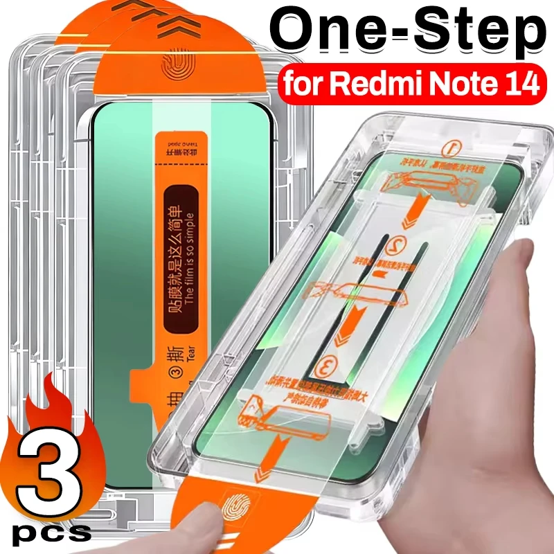 

1-3 шт. защитных пленок для экрана Xiaomi Redmi Note 13 14 4G 5G, защитная пленка из закаленного стекла с комплектом для установки без пыли