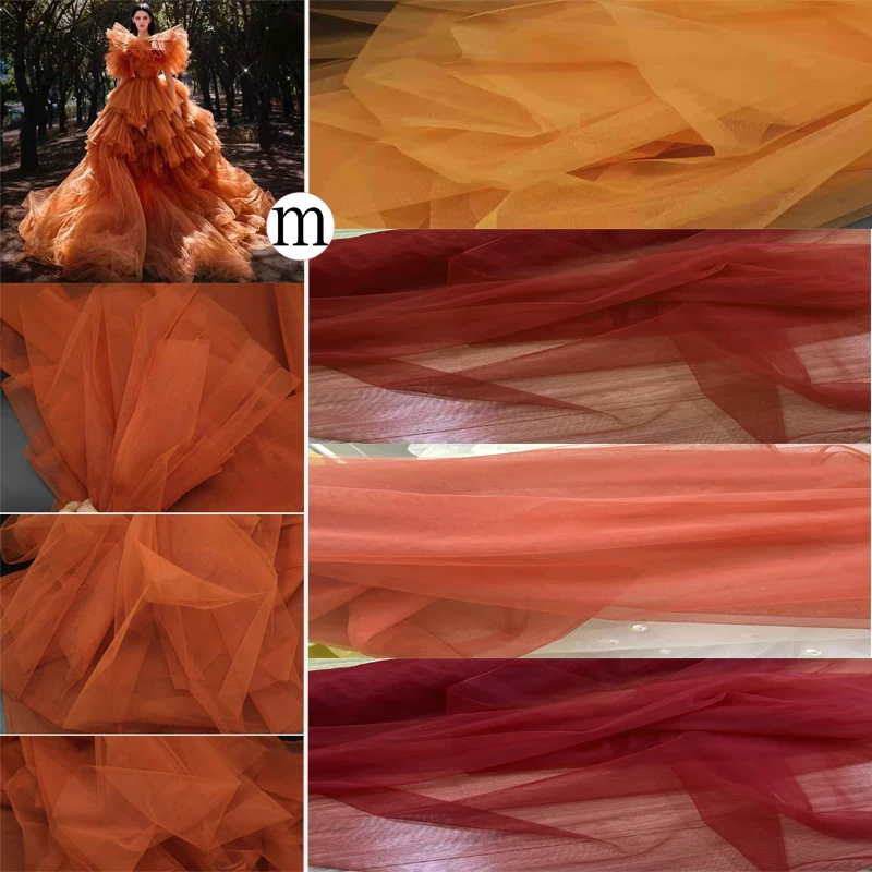 

Мягкая тюлевая ткань сожженного оранжевого цвета — шторы для свадебного декора, чехлы на стулья, юбки-пачки и сетчатый материал для рукоделия
