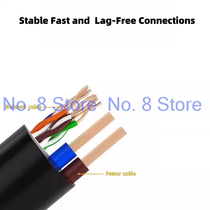 

New 5-50m Outdoor 8-Core Ethernet Power Cable 8P+2C PoE Network and Power Extension for CCTV IP Cameras Durable with Free DC