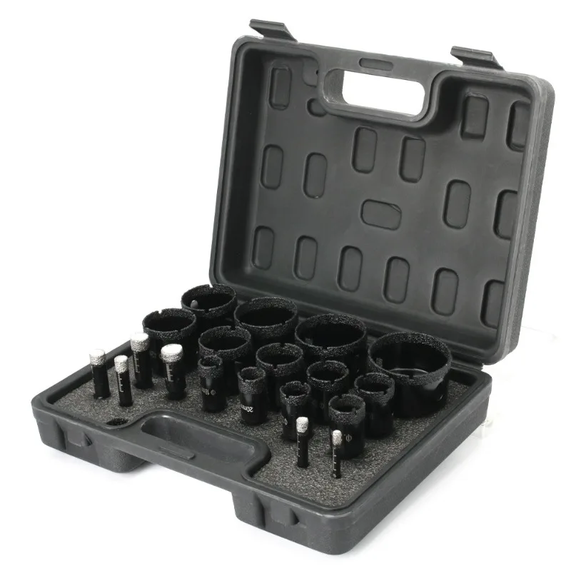 

Набор для сверления мрамора, стекла, керамической плитки и каменных плит, 19 предметов, электрические сверла, инструмент для сухой сверловки без добавления воды.