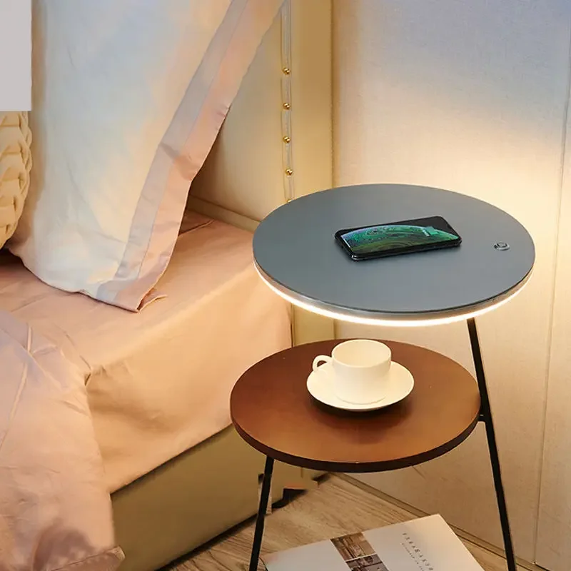 Modern Smart Decorative Lighting Floor Lamp With Shelf Wireless Fast Charge for Living Room Bedroom Bedside LED Floor Lamp