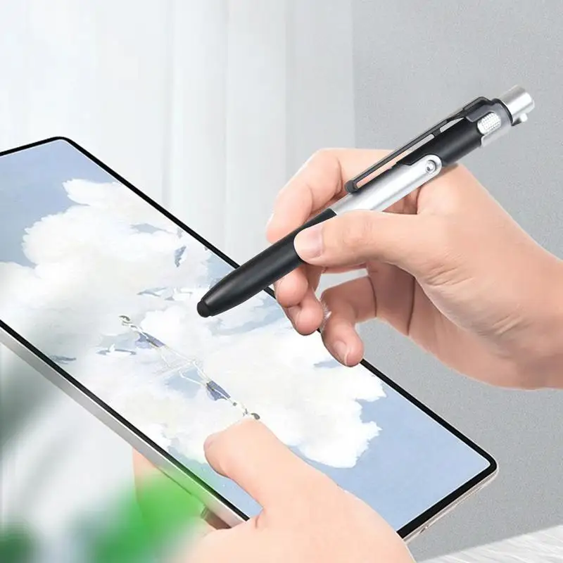 Foldable Touch Screen Pen Folding Ballpoint Pen Mobile Phone Stand Adjustable Angle With LED Light Multifunctional For Touch