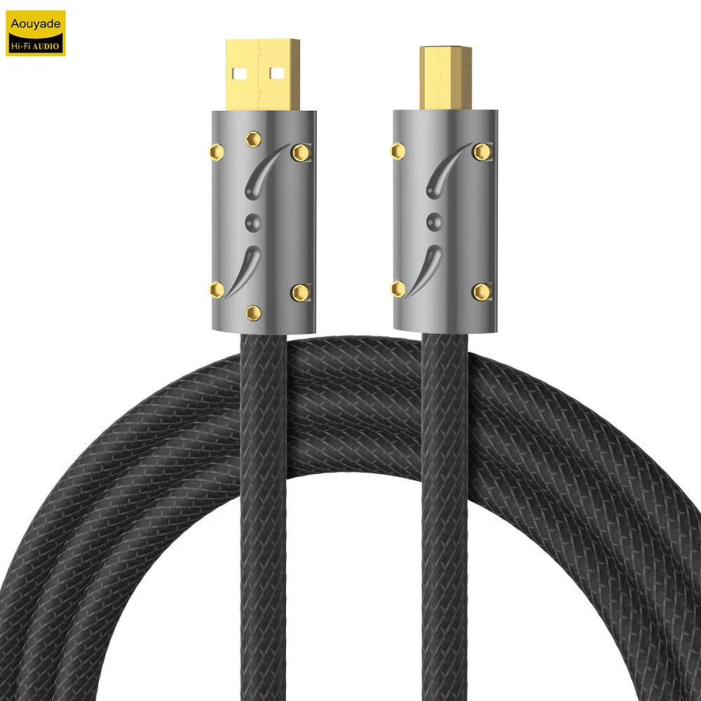 Aouyade OFC Silver Plated Fever USB Audio Data Cable A-B Square Port Computer DAC Decoder Sound Card Cable