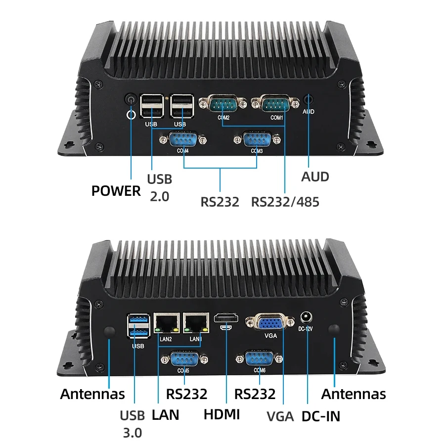 XCY X109G Embedded Industrial PC Intel Core i3-4158U 6x COM RS232 RS485 2x Gigabit  SIM Slot WiFi 4G LTE GPIO Windows Linux