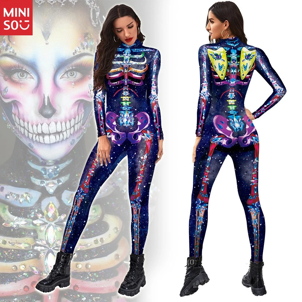 

Skeleton Print Bodysuit for Halloween | Cosplay Costume, Full Body Performance Wear