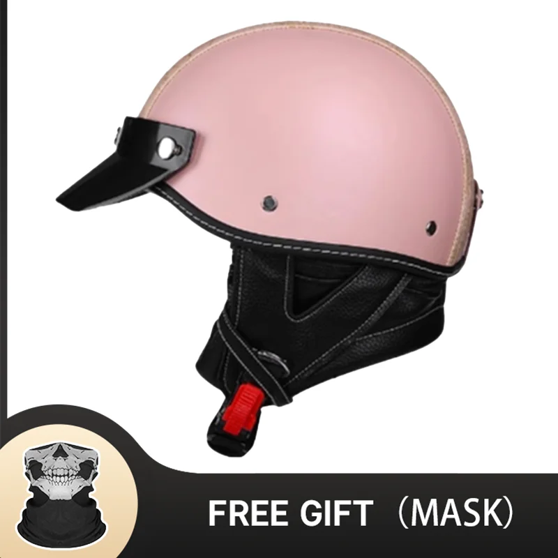 

Available Women Leather Half Helmet Personalized Pink Peony Pattern Embroidery Option Monogram Unique Biker Style