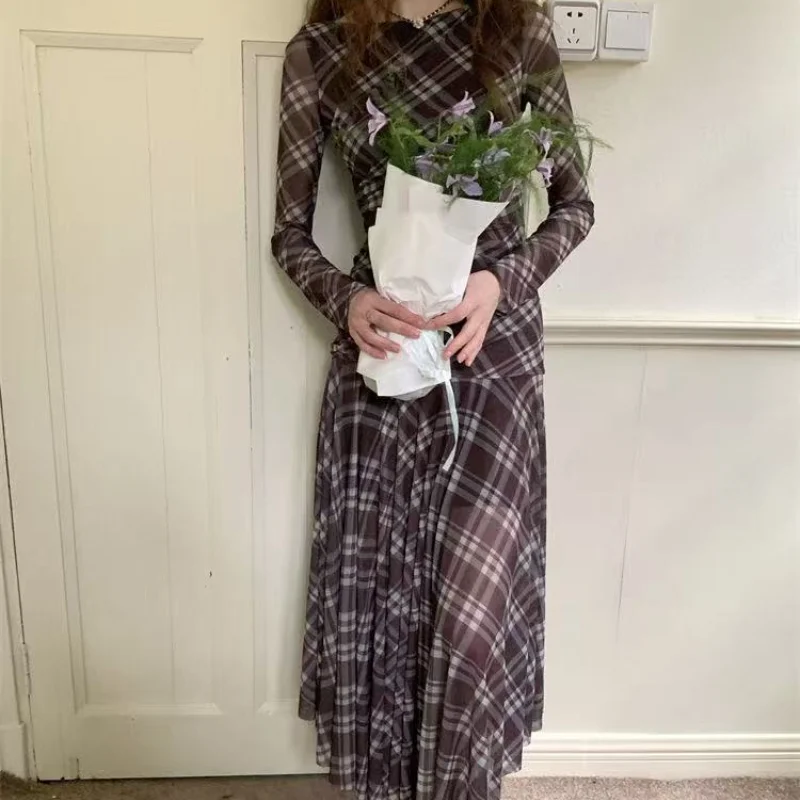 Ele منقوشة طويلة Sve Dr المرأة الخريف جديد Sle التخسيس ميدي الدكتور عالية الخصر ركاب Sle ألياف البوليستر