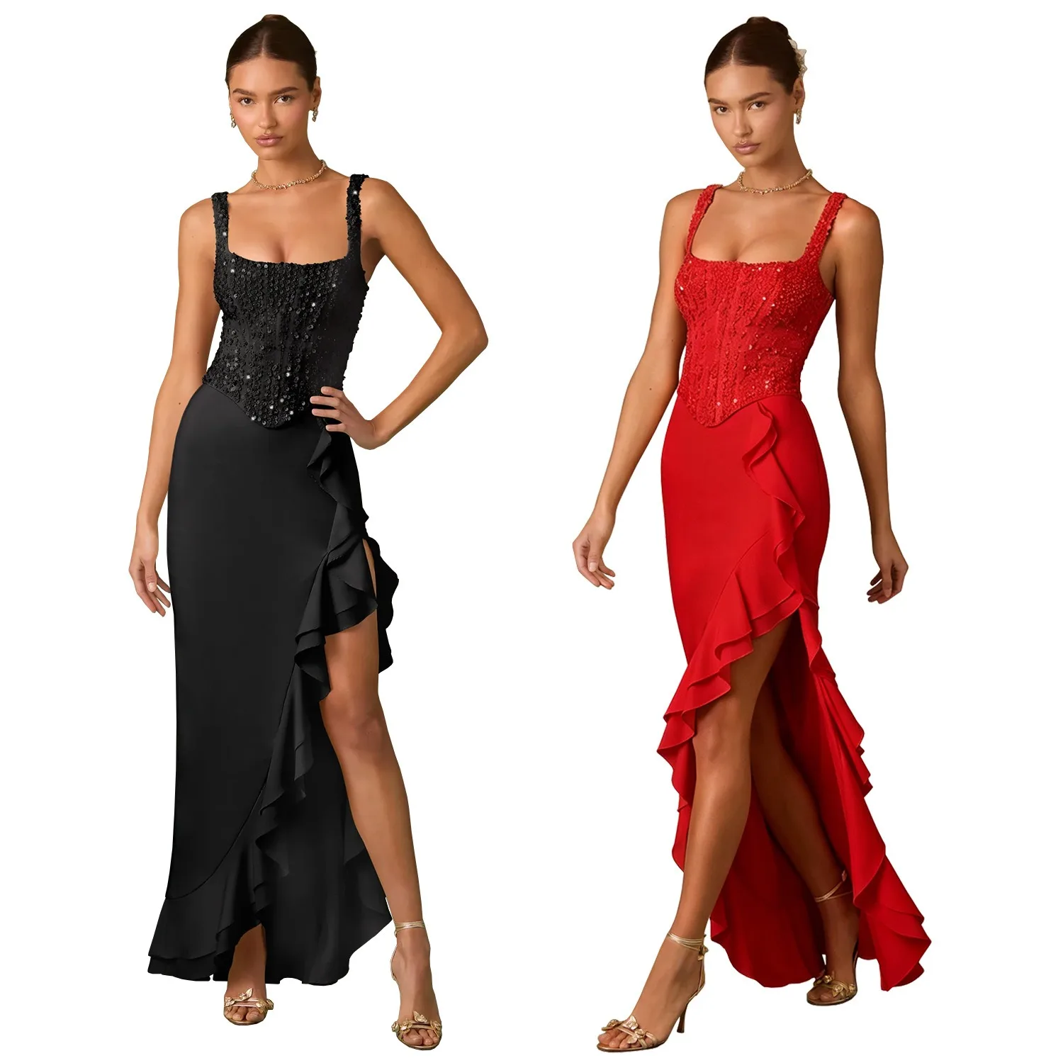 Rochie Elegantă cu Tăietură Laterală pentru Petreceri