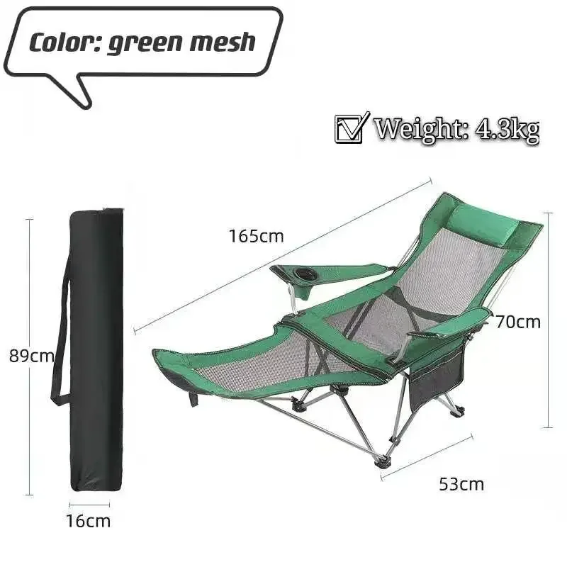 Outdoor Folding Chaise Longue Portable Ultra-Light Beach Siesta Napping Chair Self-Driving Tour Picnic Barbecue Folding Beds