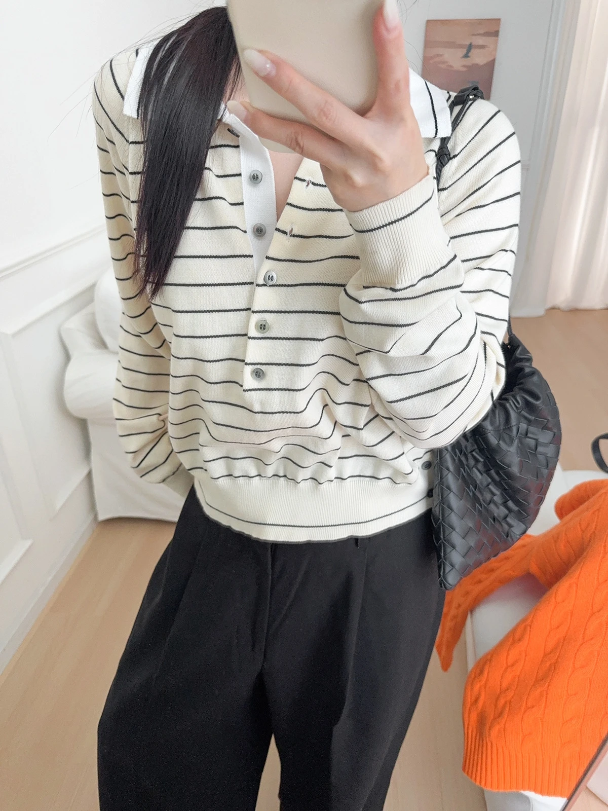 T-shirt Long en coton pour femmes, décontracté, coupe ample, col rayé, coréen, nouvelle collection printemps automne