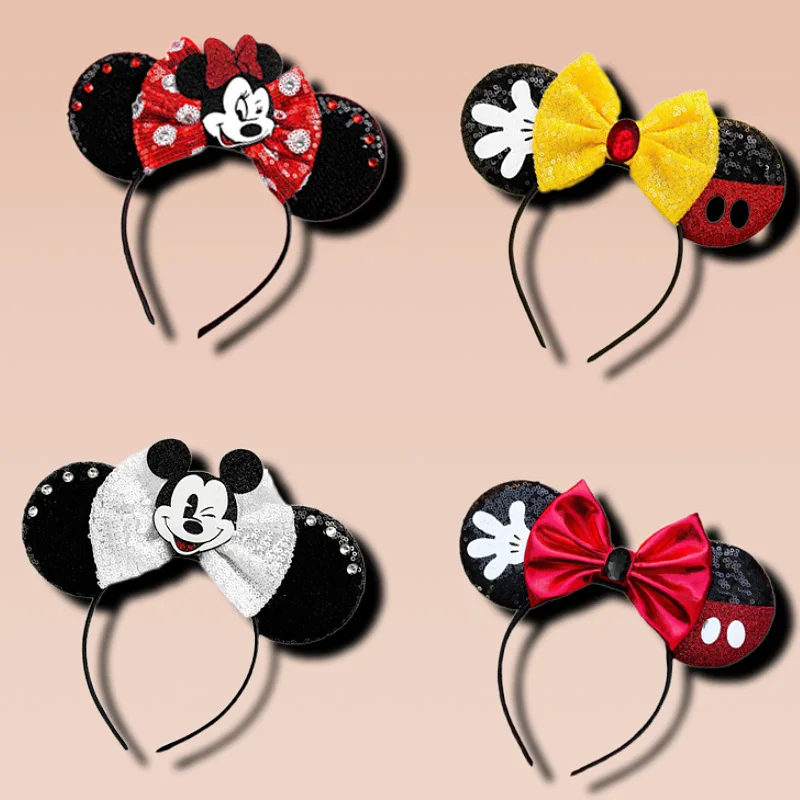 

Kawai Disney Mickey Mouse Headband Cute Party Costume Holiday Kids Mickey Headband Bow Gift