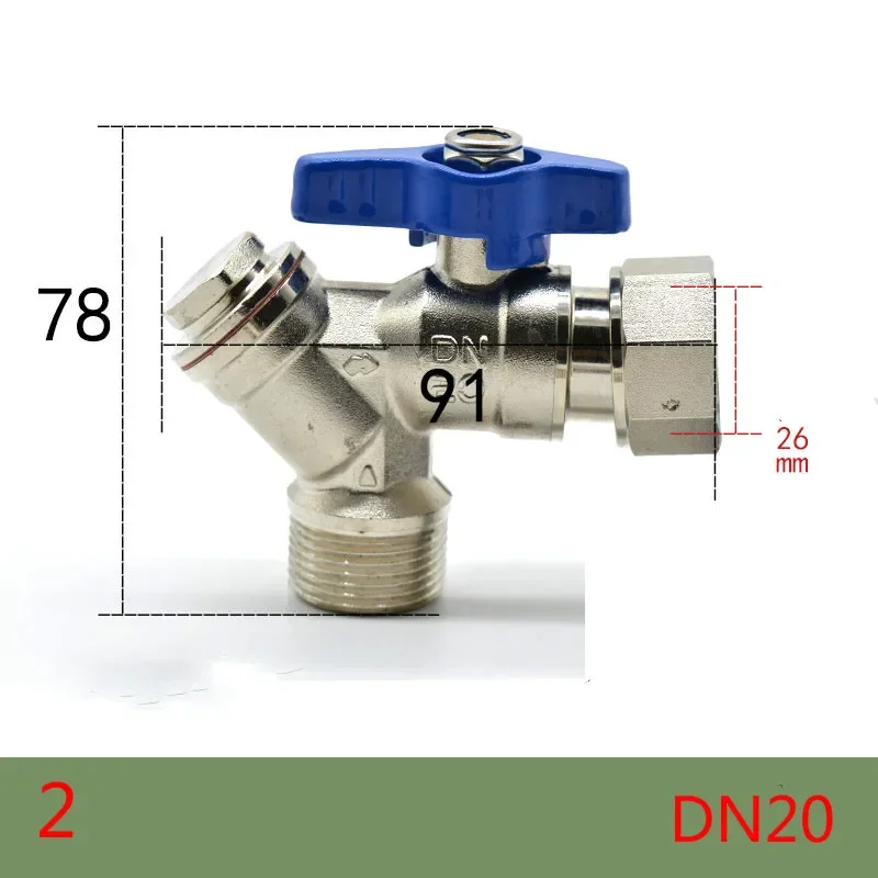 Angle valve brass Hanging Gas Heater valve ball valve with  Filter DN20