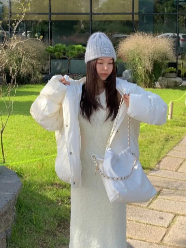 

Модная свободная женская хлопковая куртка с капюшоном, зимняя теплая верхняя одежда, длинный воротник-свеч, застежка на одной пуговице...