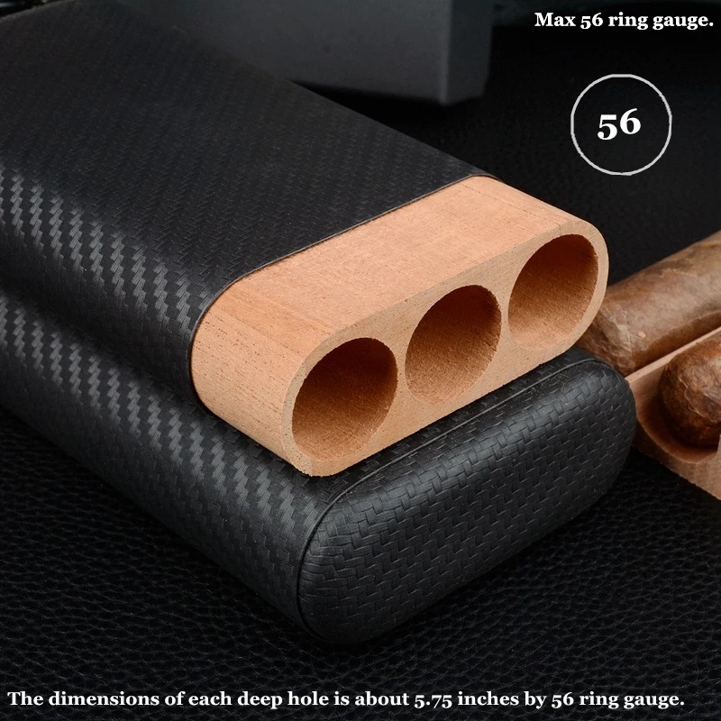 Travel Cigar Case Carbon Fiber Cigar Holder Cedar Wood 3 Tube Box Durable Cigar Accessory Mini Humidor Christmas New Year Gift