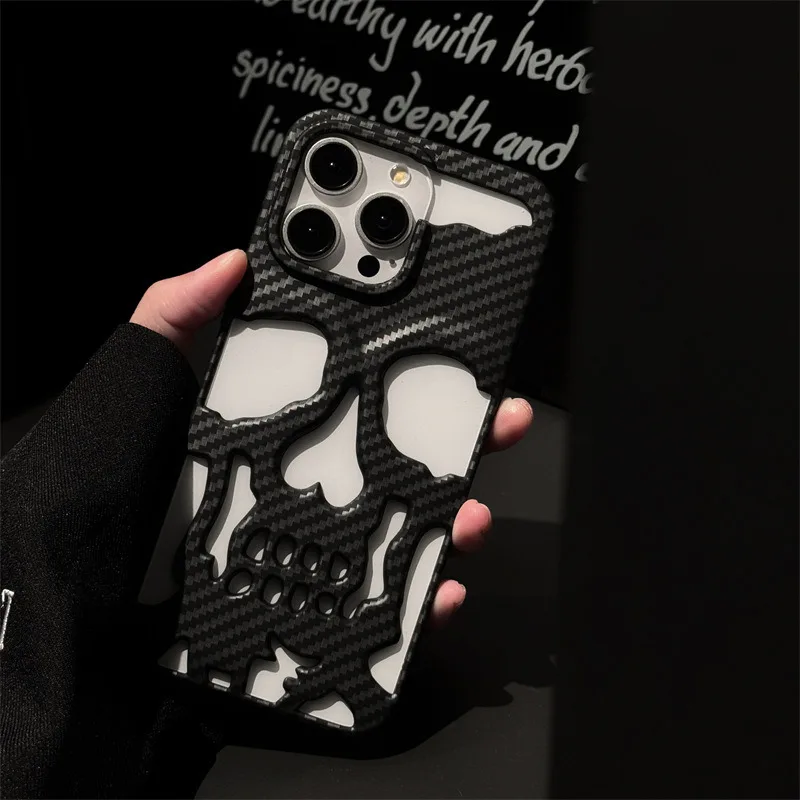 3D Hollow Skull  Phone Case for iPhone 15 14 13 12 11 Pro Max Plus Funny Shockproof Protective Ghostface Back Hard Cover