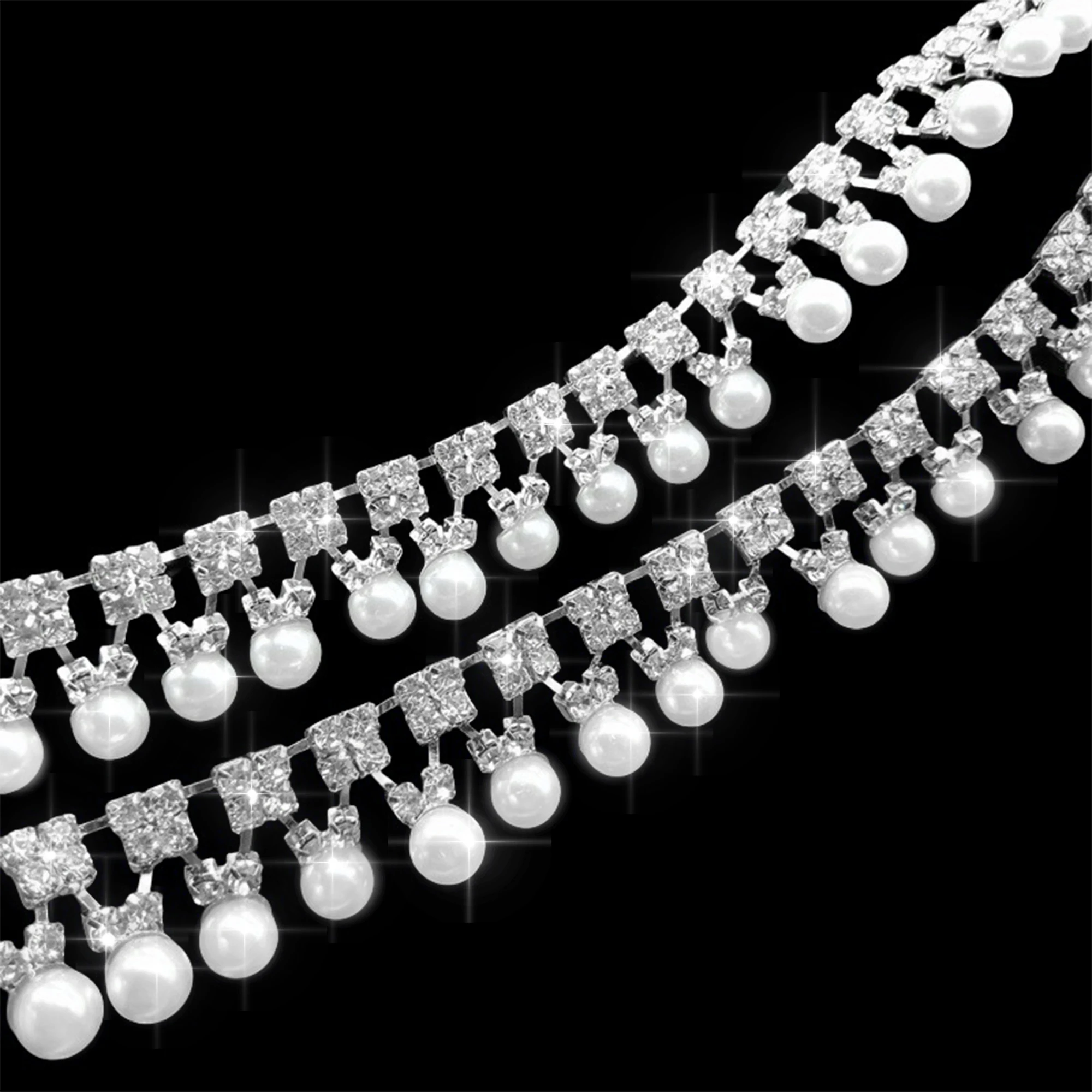 

2cm DIY Decorative Chain Featuring Rhinestones & Faux Pearls – Versatile Embellishment for Clothes, Jewelry & Craft Accents