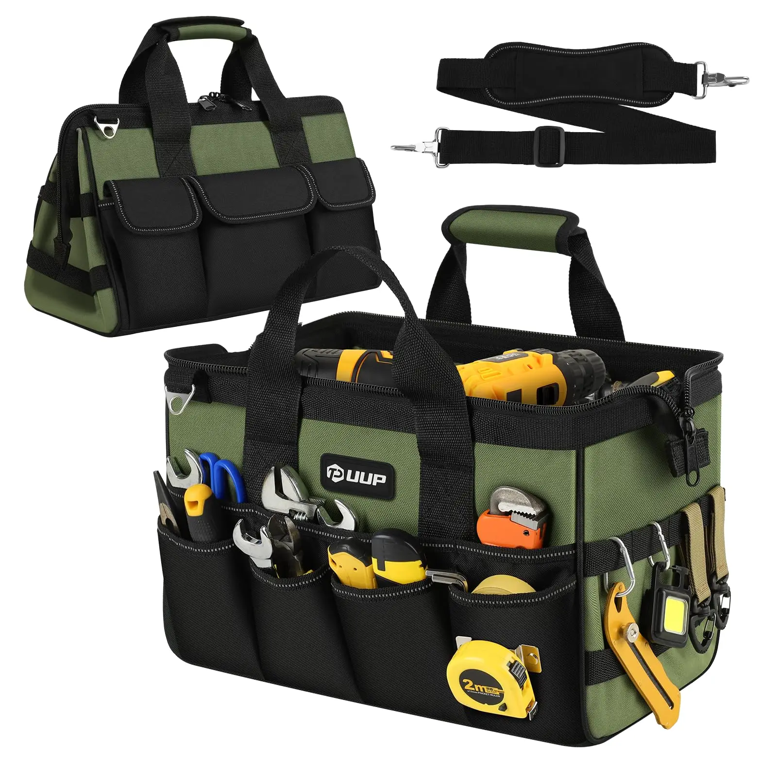 

15inch Multi-Pockets Heavy Duty Tool Bag Portable Tool Box Organizer Storage Carry Bag Oxford Cloth Wide Mouth Tool Tote Bag