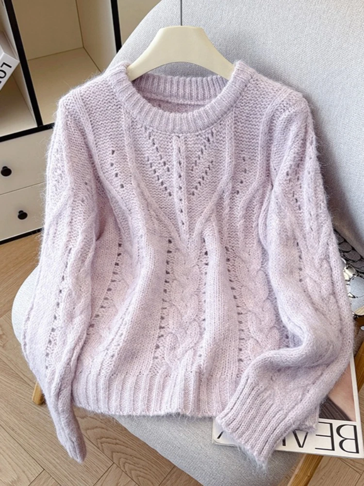 

REALEFT осень-зима, женские вязаные свитера с длинными рукавами, корейские повседневные свободные пуловеры с круглым вырезом, женские топы