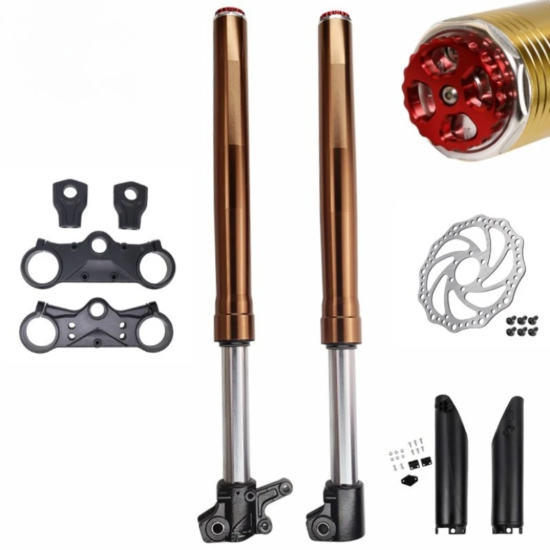 front fork of the dirt pit bike is completely inverted, the front fork suspension shock absorber and three-clip handlebar riser