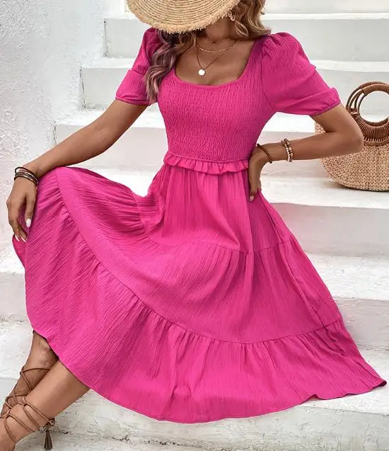 

New Women's Fashion Backless Dress In 2026 Summer Temperament Female Daily Clothing Women Casual High Waist Sweet A Line Dresses