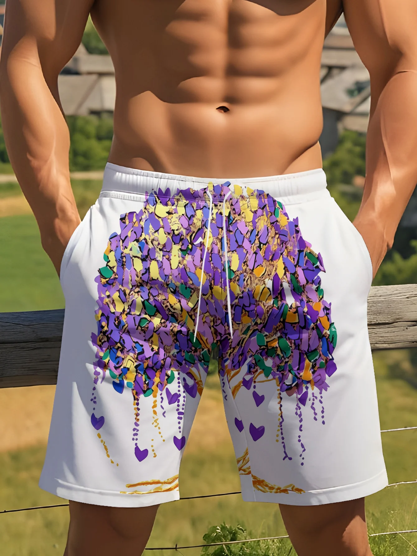 

Mens Summer Tropical Floral Palm Tree Print Quick Dry Drawstring Waist Beach Shorts Swim Trunks 2026