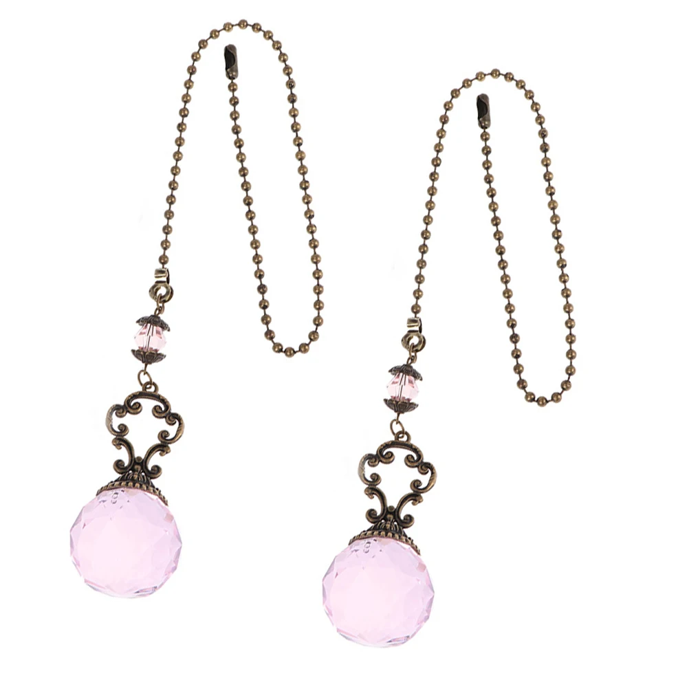 

2pcs Crystal Ball Pull Chain Extender For Ceiling Fan Light Lamp Pendant Home Bar Cafe Workshop Decor Hanging Light Chain