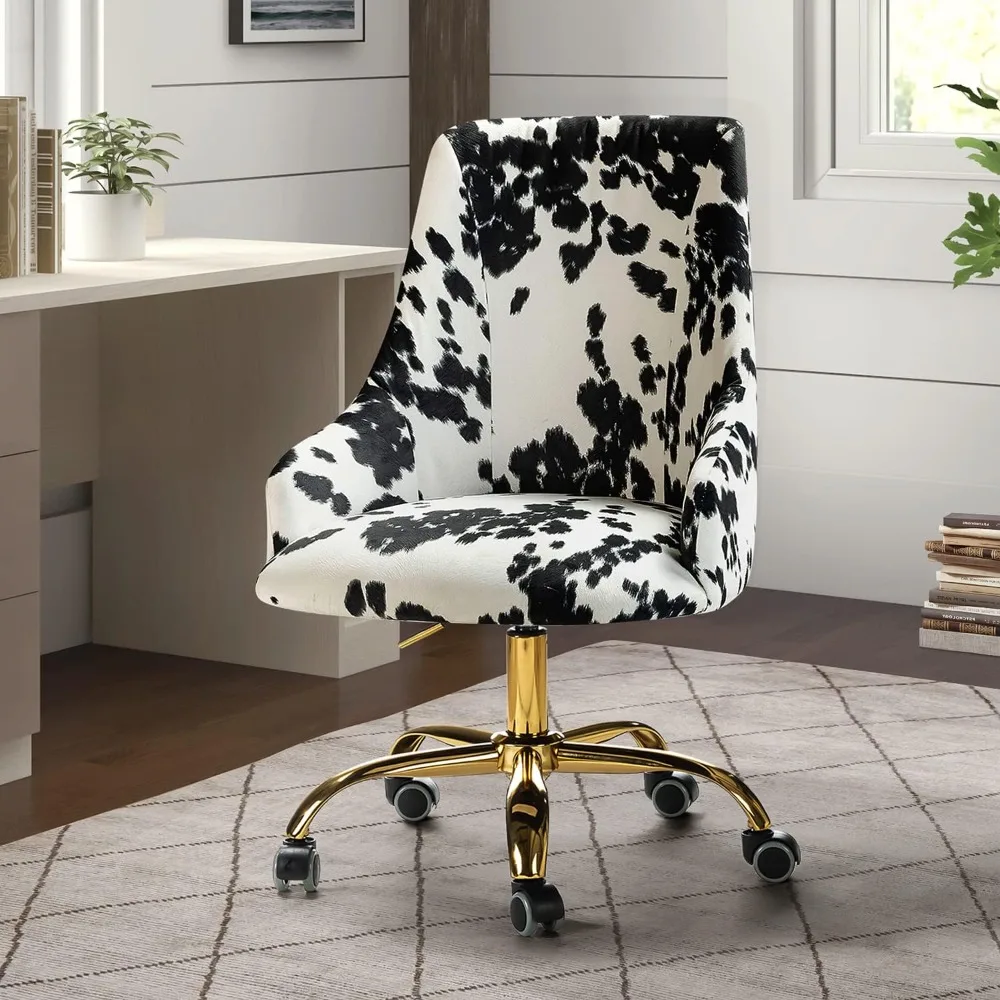 

tina's home upholstered desk chair modern armless office chair with wheels, adjustable swivel fabric task chair for living room,