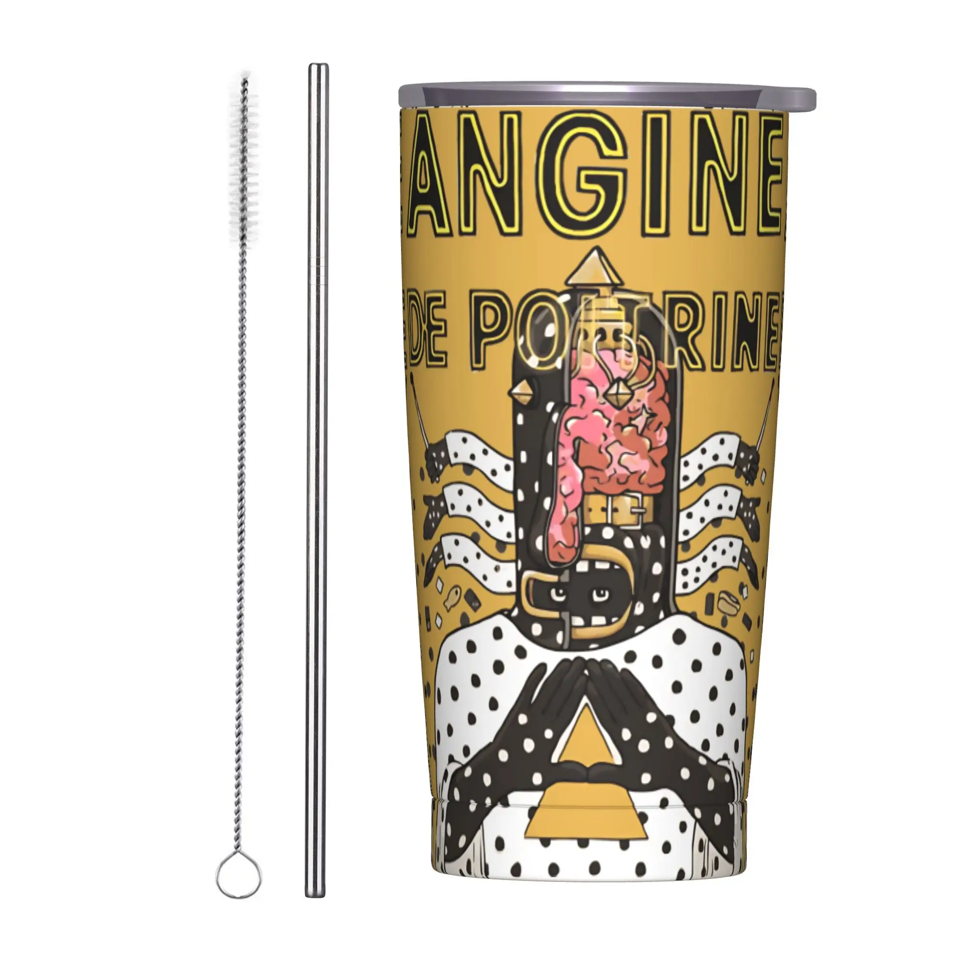 Angine de Poitrine Drummer Cutaway Insulated Tumbler with Straws  Vacuum Coffee Mugs Outdoor Portable Bottle Cups, 20oz