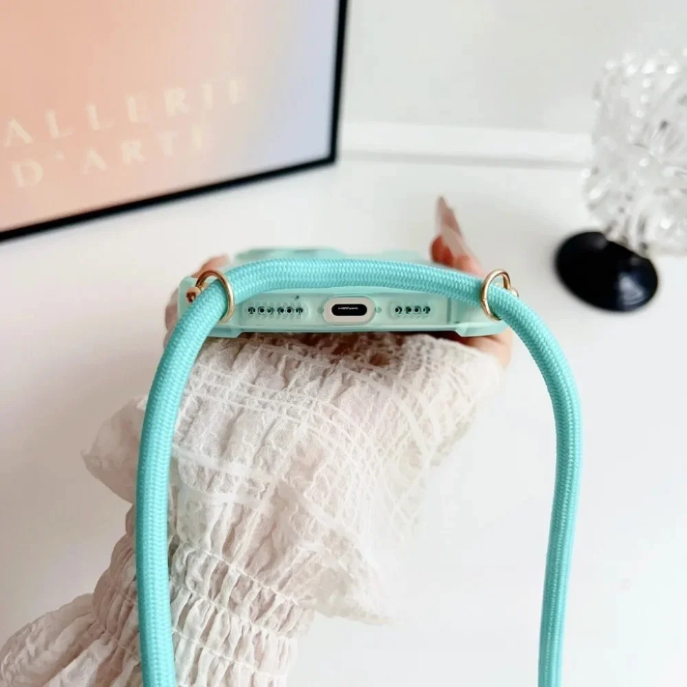 FLYKYLIN قابل للتعديل حزام طويل جراب هاتف آيفون 17 16 برو ماكس 17 الهواء 16 برو ماكس 16 زائد 16E لينة سيليكون الغطاء الواقي