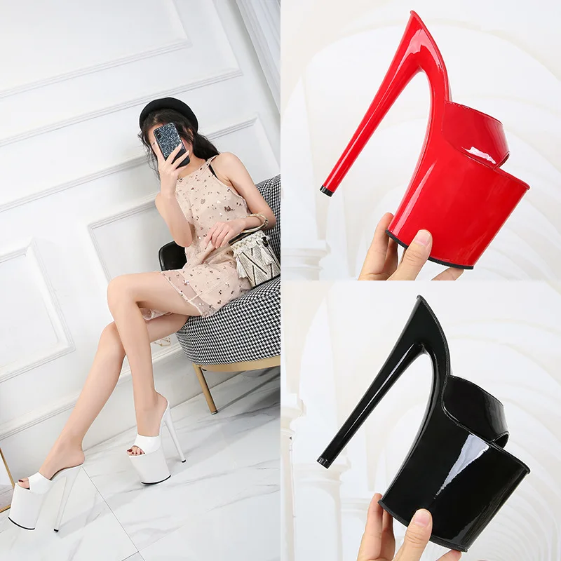 LAIJIANJINXIA Slippers Women Shoes Slides Rystal Thin Heels Explosion Classic High-heeled 20cm Sexy Female Slippers Summer Women