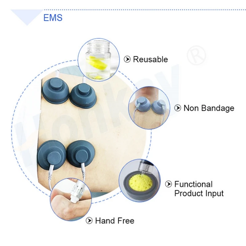 Portable Electric Muscle Stimulator Ems Pain Relief Massage 20pcs Vacuum Cup Weight Loss Rehabilitation Physiotherapy Machine