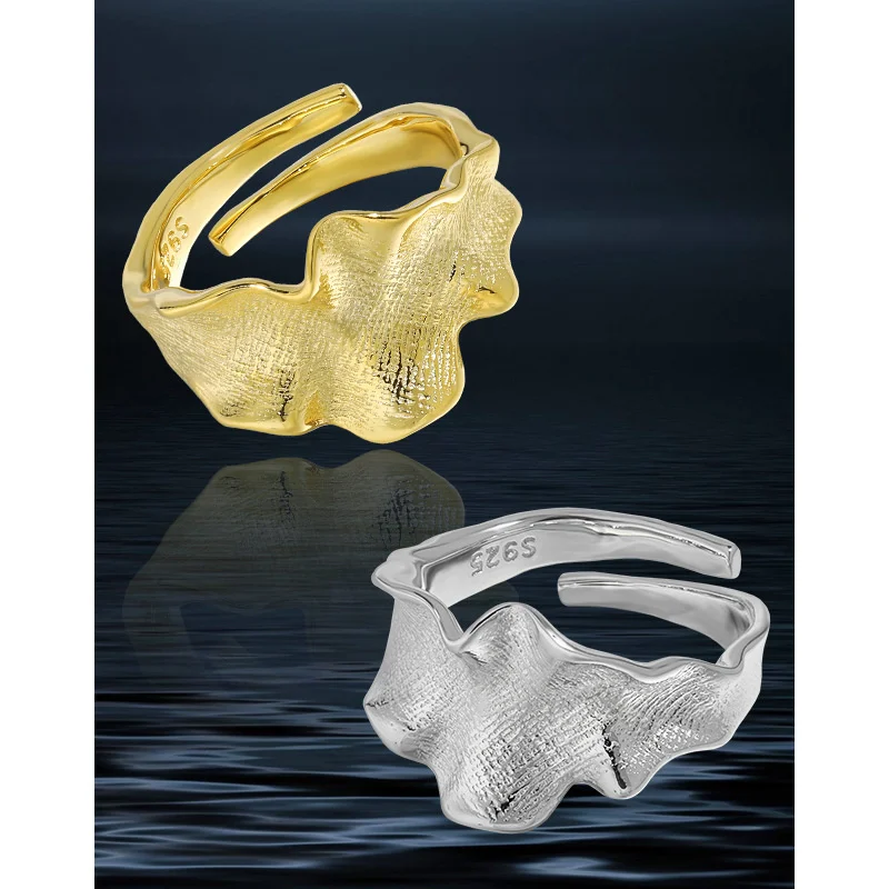 S'STEEL Sterling Silver 925 Irregular Wrinkles Ring For Women Matching Luxury Brand Gold Ringen Trends 2023 Accessories Jewelry