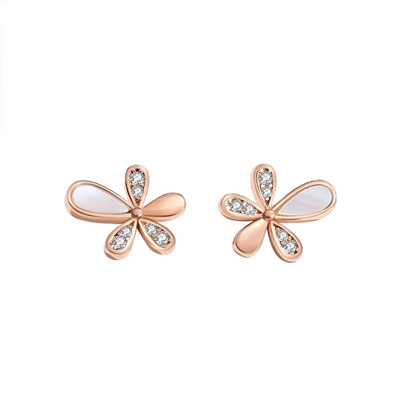 RYJU 925 Sterling Silver Temperament Flower Stud Earrings Daily Wear Exquisite Piercing Accessories Girls Gift Fashion Jewelry