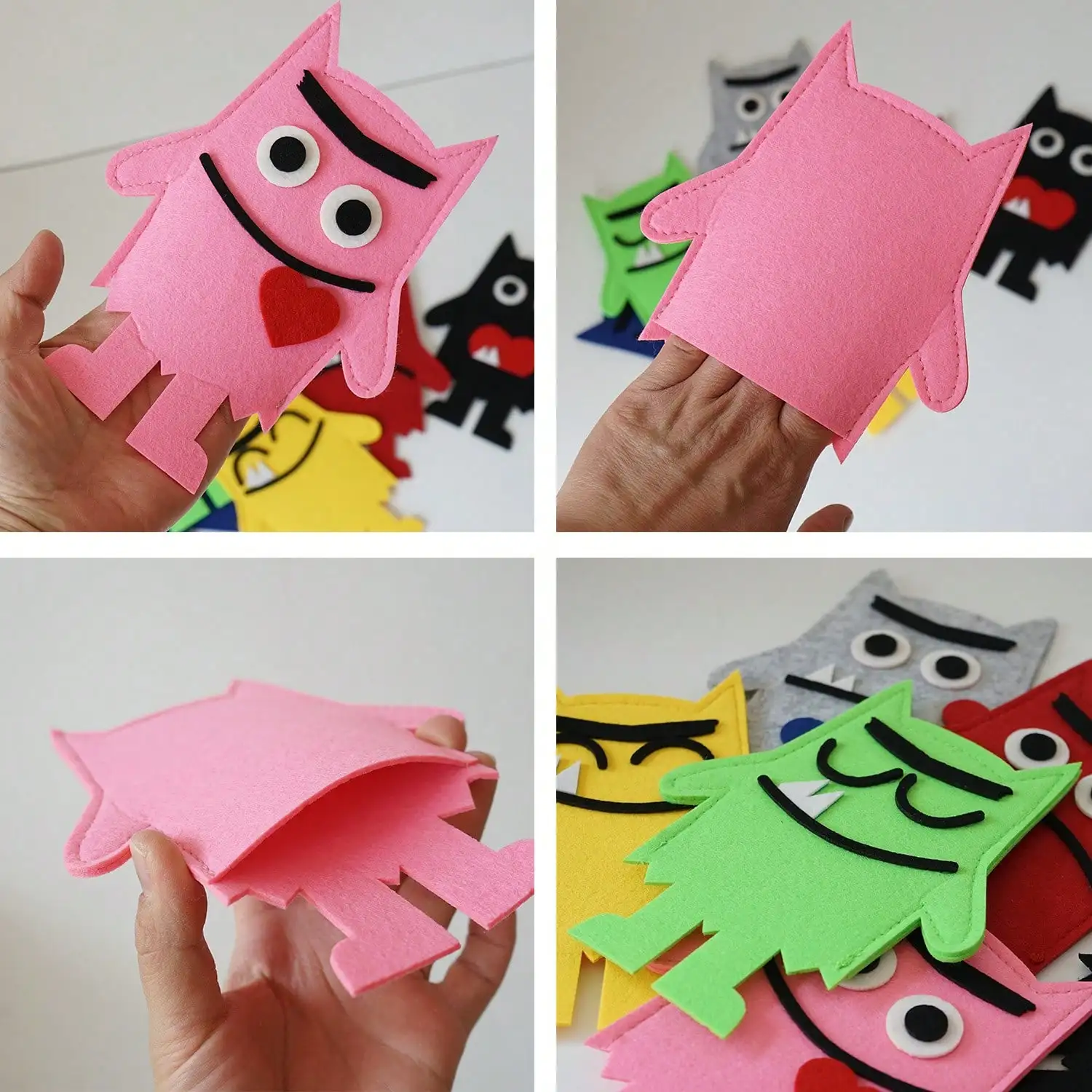 Emotionale Monster-Handpuppe, Filztafel-Geschichtenset, Geeignet für Vorschul- und Kindergarten-Geschichtenerzählen – Detail 4